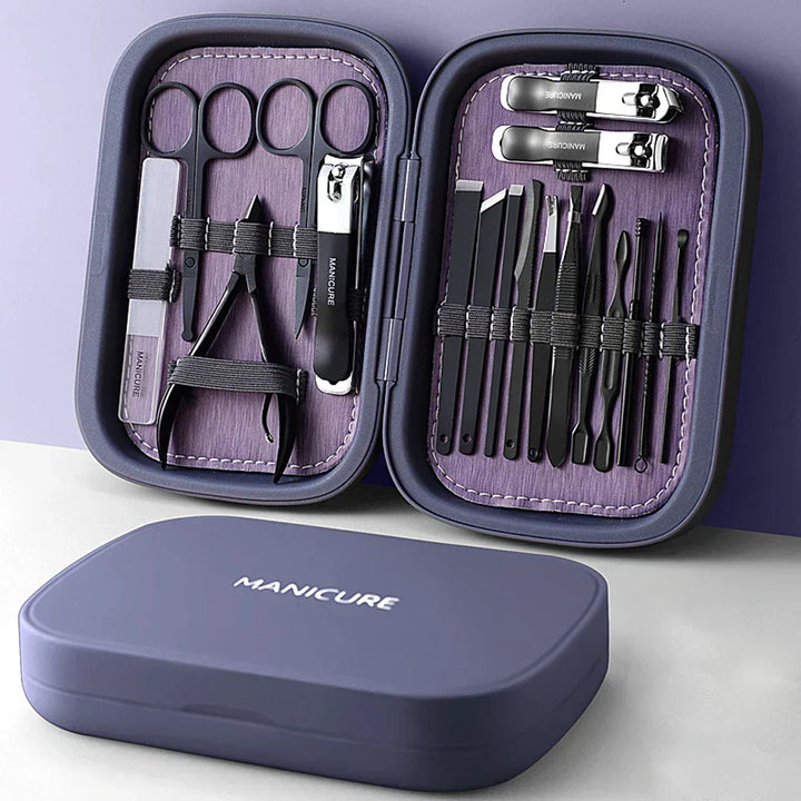 Kalsten | LuxNails | Professional Stainless Steel Manicure and Pedicure Set | Portable & Multifunctional | Luxurious Storage Box