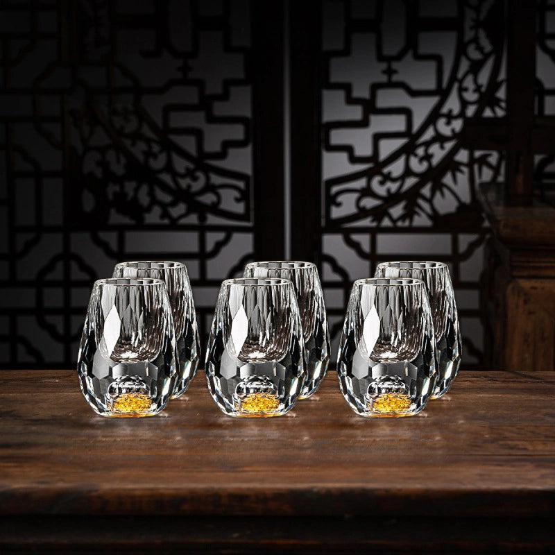 Kalsten | Luxury Crystal Glasses with Gold Flakes – Handmade – Set of 2 – For Whisky & Premium Beverages