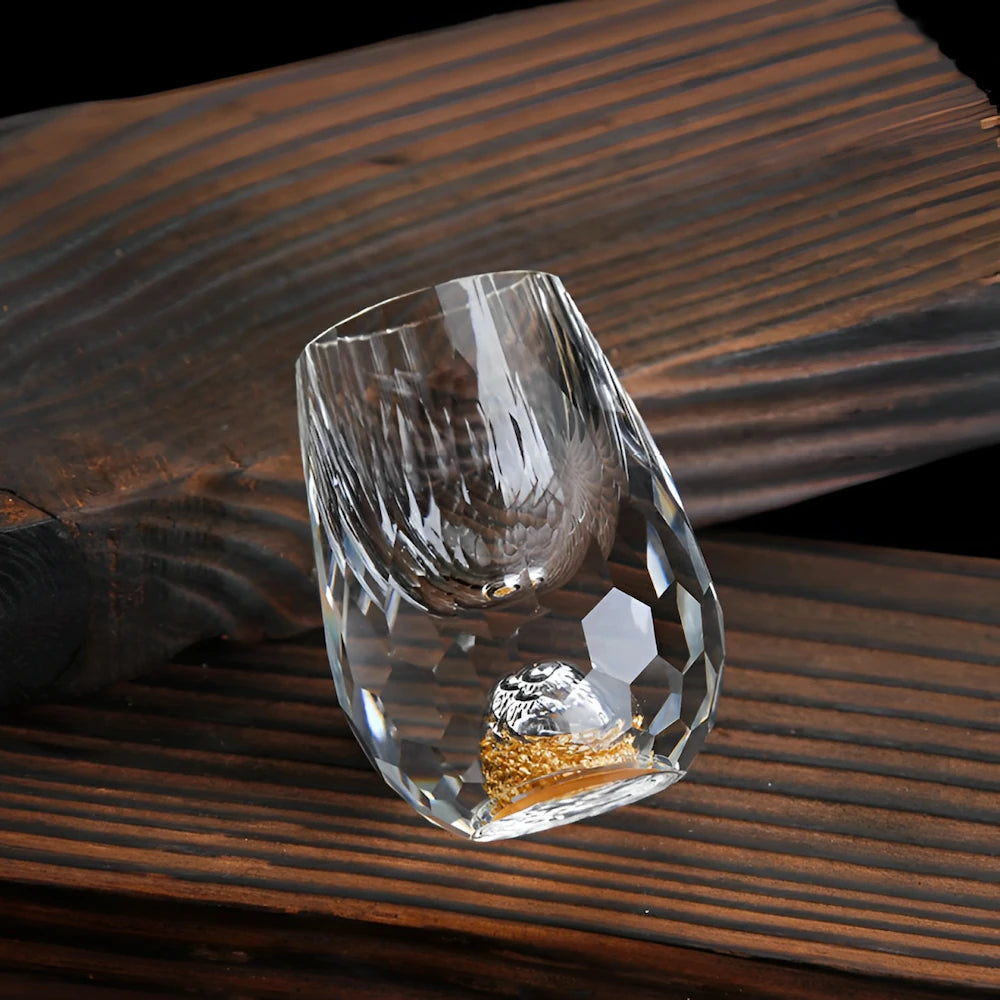 Kalsten | Luxury Crystal Glasses with Gold Flakes – Handmade – Set of 2 – For Whisky & Premium Beverages