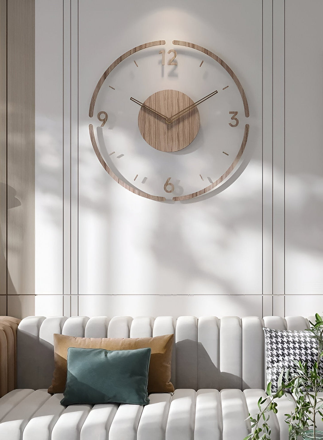 ClearWood Transparent Wall Clock – Silent Quartz with Wooden Details | Kalsten