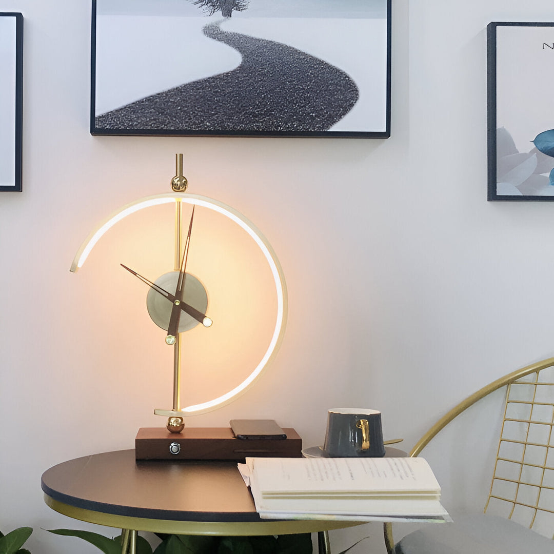 Modern LED Table Lamp with Clock and Wireless Charger | Kalsten