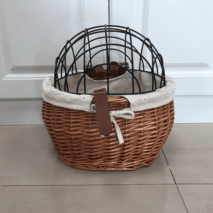 Kalsten | PawRide | Front-Mounted Wicker Dog Bike Basket – Safe, Stylish & Weatherproof