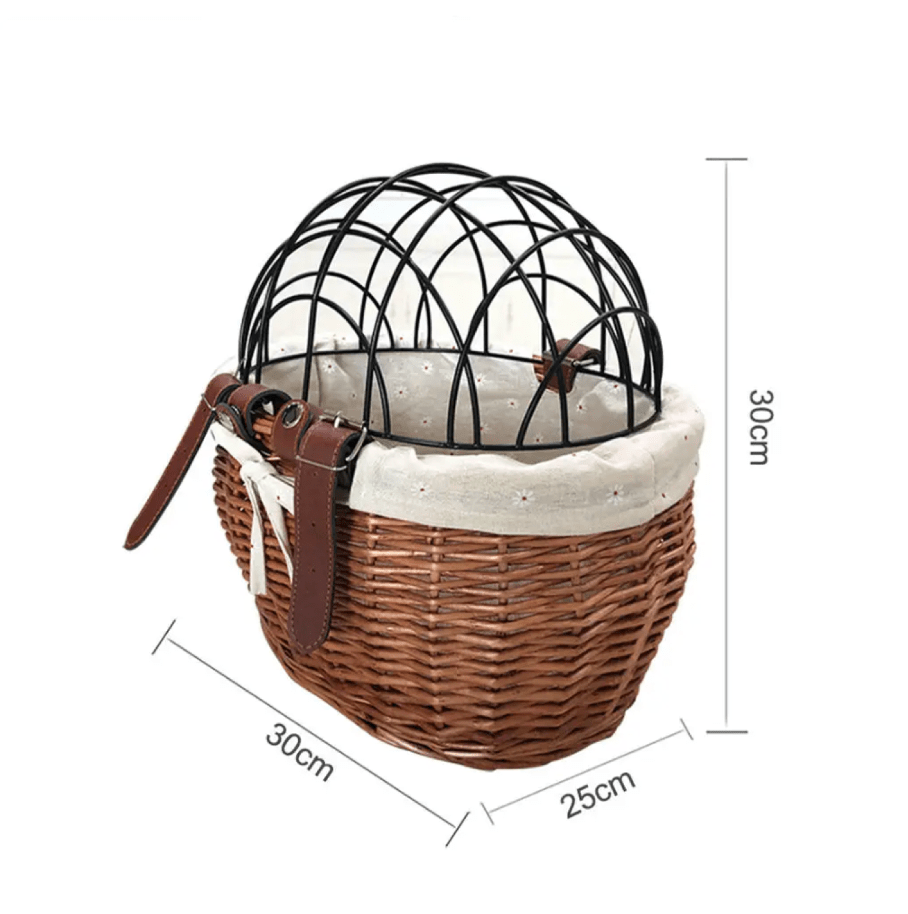Kalsten | PawRide | Front-Mounted Wicker Dog Bike Basket – Safe, Stylish & Weatherproof