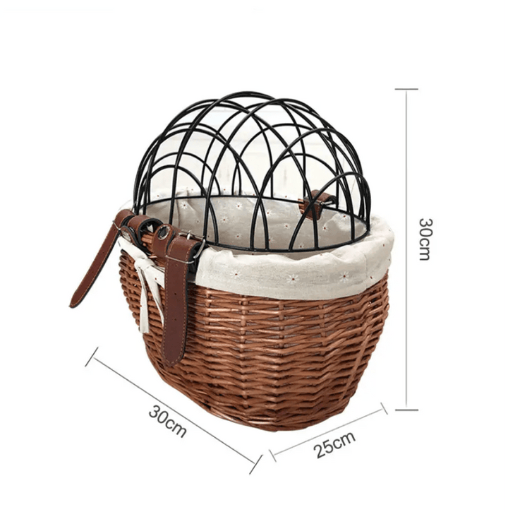 Kalsten | PawRide | Front-Mounted Wicker Dog Bike Basket – Safe, Stylish & Weatherproof