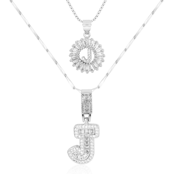 Kalsten | 2pc 14k Diamond Letter Initial Necklaces