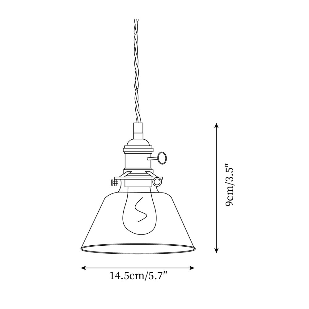 Pendant Light Glass 5.9 in Brass Hardwired Indoor Dining Kitchen Island Ceiling Lamp Clear Globe Vintage Style | Kalsten