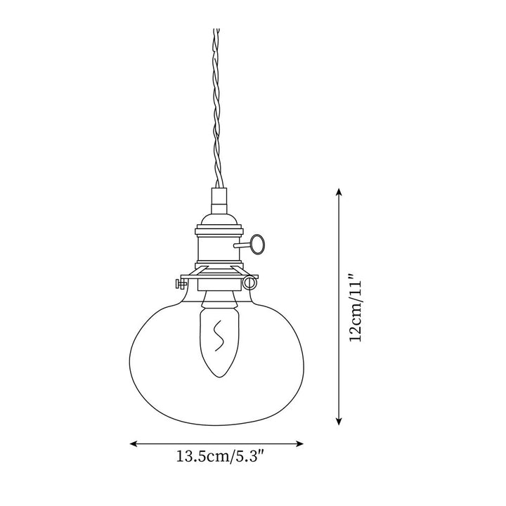Pendant Light Glass 5.9 in Brass Hardwired Indoor Dining Kitchen Island Ceiling Lamp Clear Globe Vintage Style | Kalsten