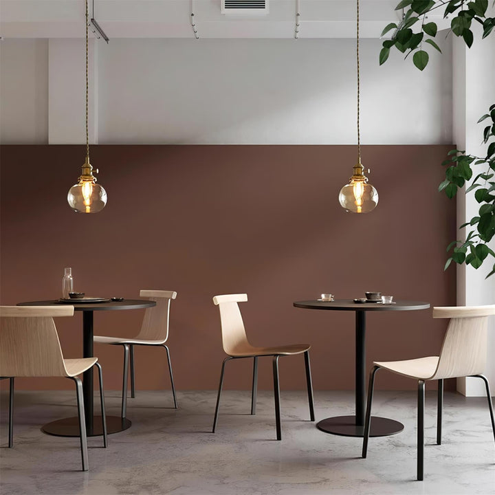 Pendant Light Glass 5.9 in Brass Hardwired Indoor Dining Kitchen Island Ceiling Lamp Clear Globe Vintage Style | Kalsten