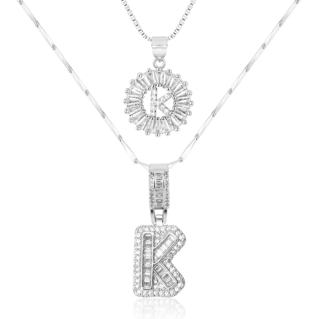 Kalsten | 2pc 14k Diamond Letter Initial Necklaces