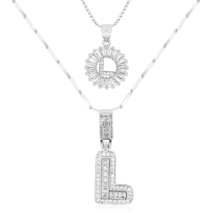 Kalsten | 2pc 14k Diamond Letter Initial Necklaces