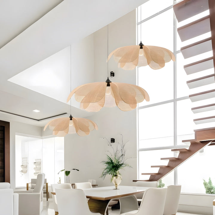 Pendant Light Rattan 19.7 in Neutral Indoor Ceiling Lamp Kitchen Dining Room Living Area Hanging Light | Kalsten