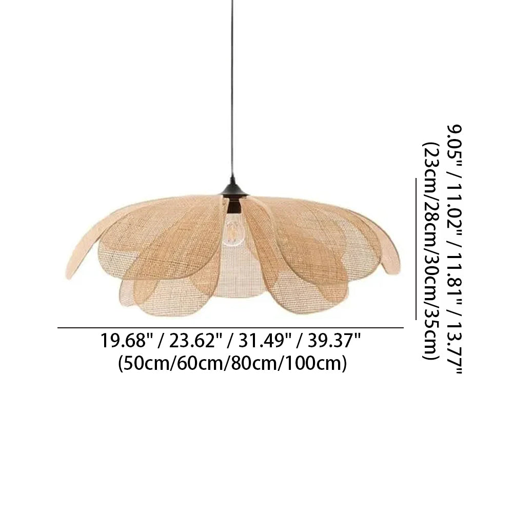 Pendant Light Rattan 19.7 in Neutral Indoor Ceiling Lamp Kitchen Dining Room Living Area Hanging Light | Kalsten