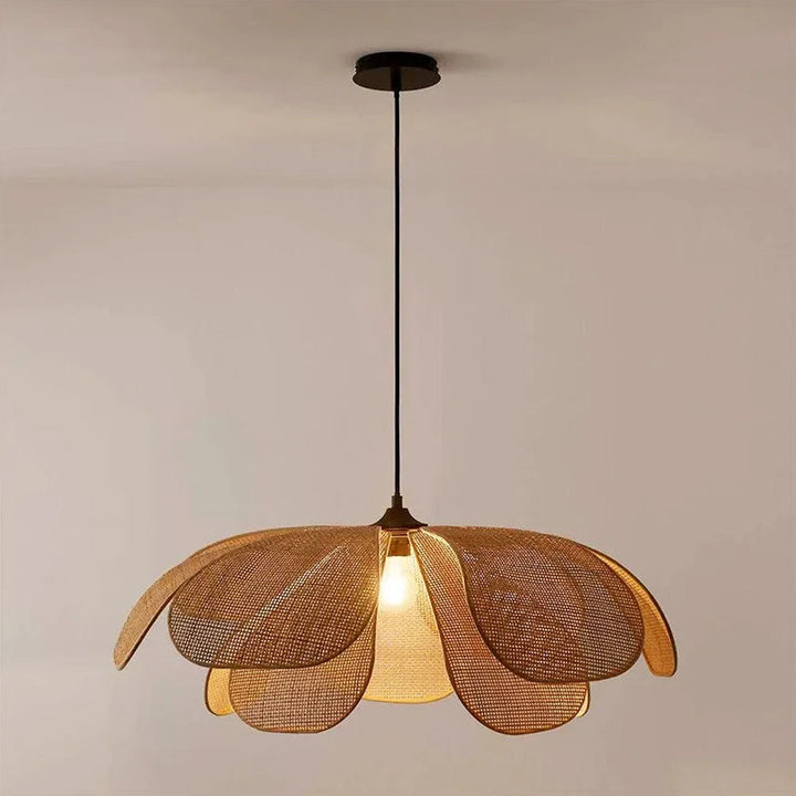 Pendant Light Rattan 19.7 in Neutral Indoor Ceiling Lamp Kitchen Dining Room Living Area Hanging Light | Kalsten