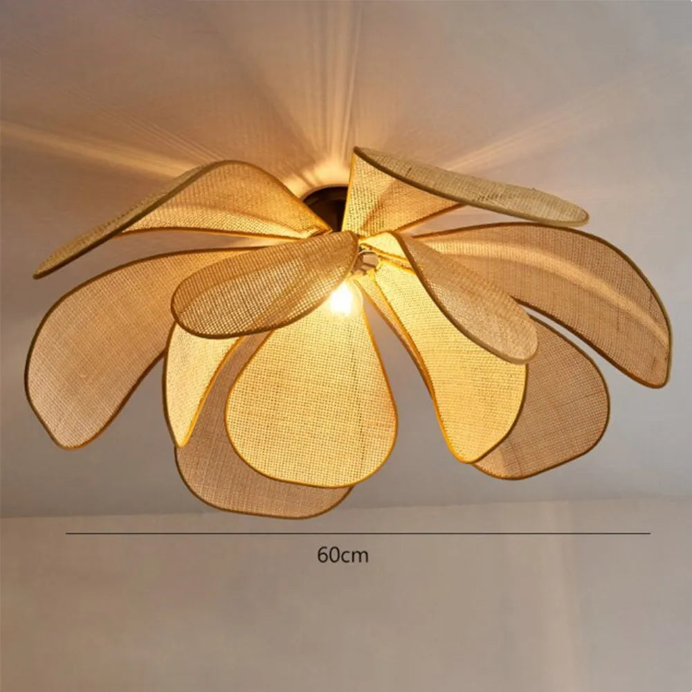 Pendant Light Rattan 19.7 in Neutral Indoor Ceiling Lamp Kitchen Dining Room Living Area Hanging Light | Kalsten