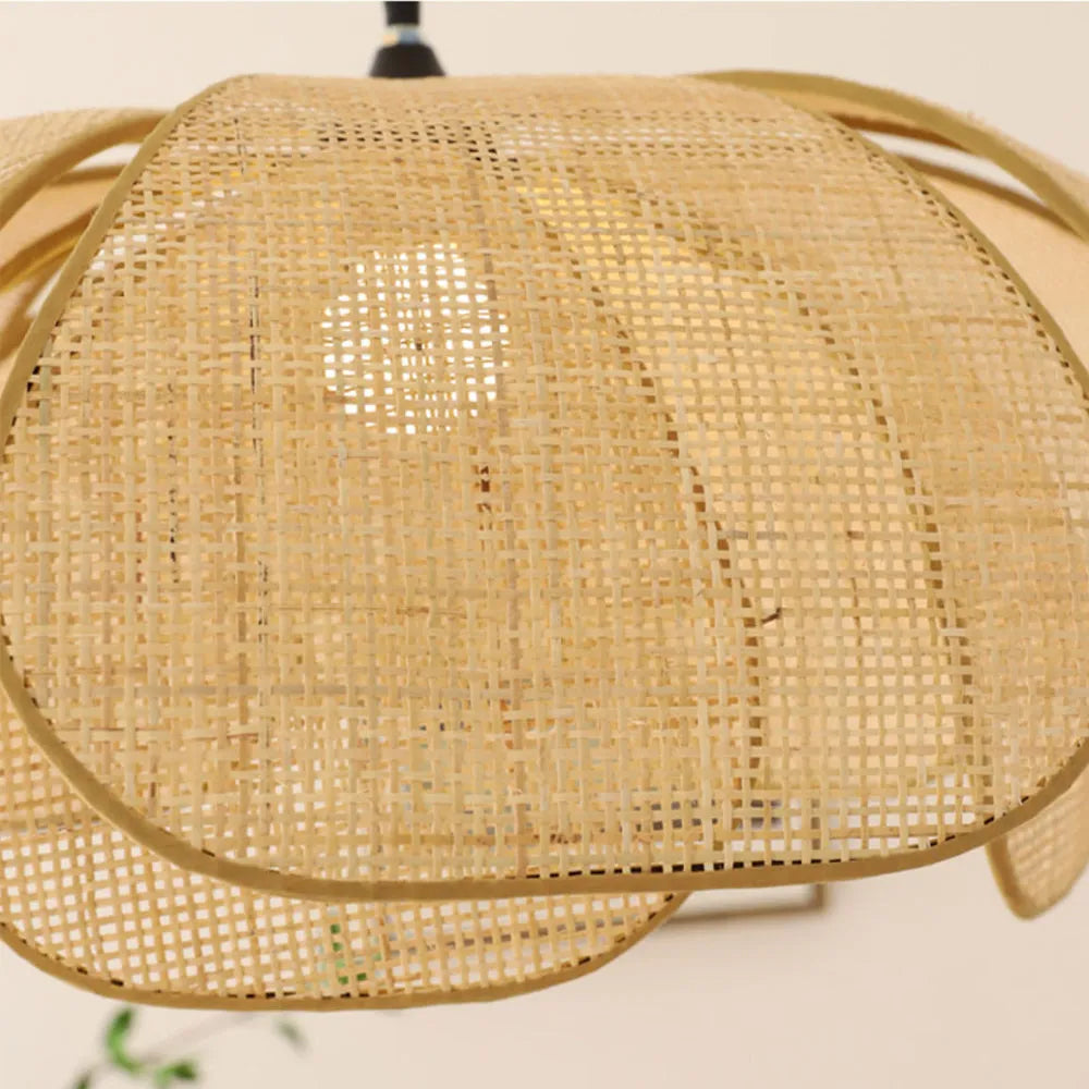 Pendant Light Rattan 19.7 in Neutral Indoor Ceiling Lamp Kitchen Dining Room Living Area Hanging Light | Kalsten