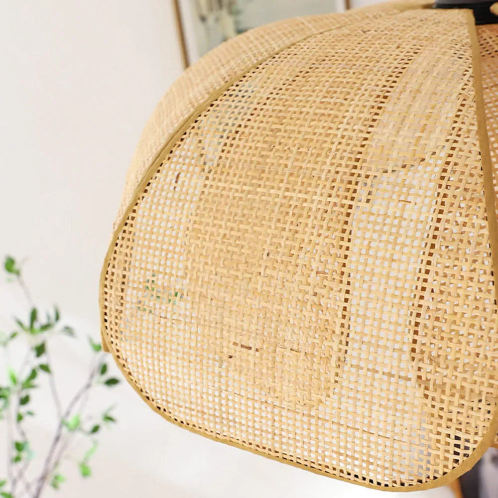 Pendant Light Rattan 19.7 in Neutral Indoor Ceiling Lamp Kitchen Dining Room Living Area Hanging Light | Kalsten