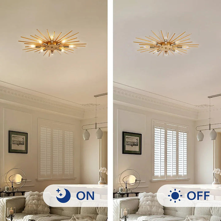 Ceiling Light Industrial Metal 27.6 in Indoor Living Room Dining Area Fixture Multi Bulb | Kalsten