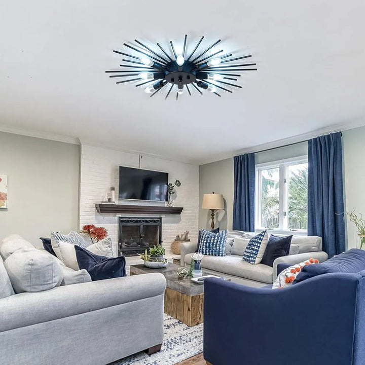 Ceiling Light Industrial Metal 27.6 in Indoor Living Room Dining Area Fixture Multi Bulb | Kalsten