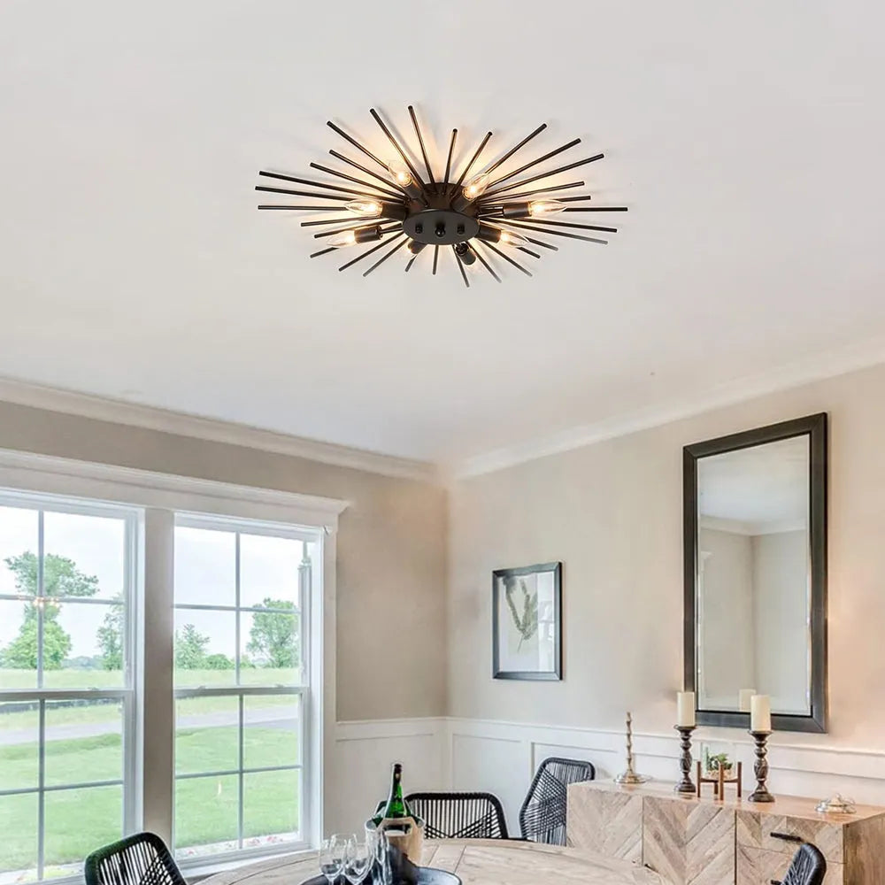 Ceiling Light Industrial Metal 27.6 in Indoor Living Room Dining Area Fixture Multi Bulb | Kalsten