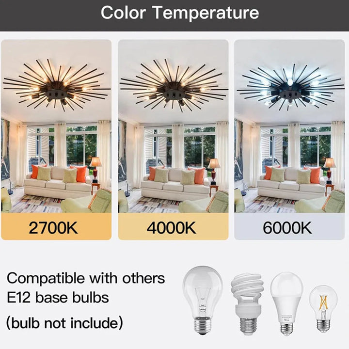 Ceiling Light Industrial Metal 27.6 in Indoor Living Room Dining Area Fixture Multi Bulb | Kalsten