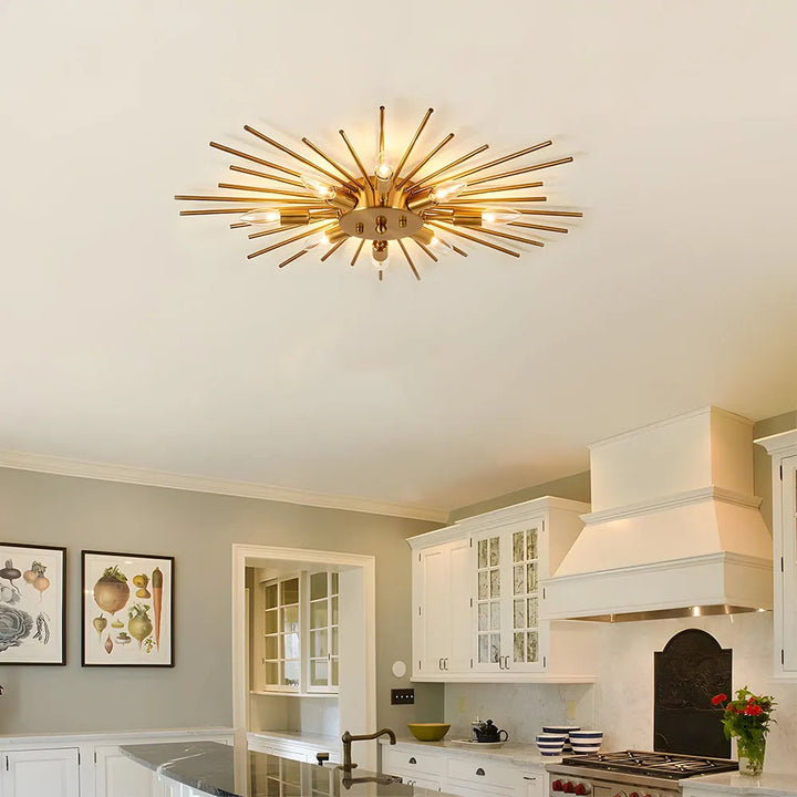Ceiling Light Industrial Metal 27.6 in Indoor Living Room Dining Area Fixture Multi Bulb | Kalsten