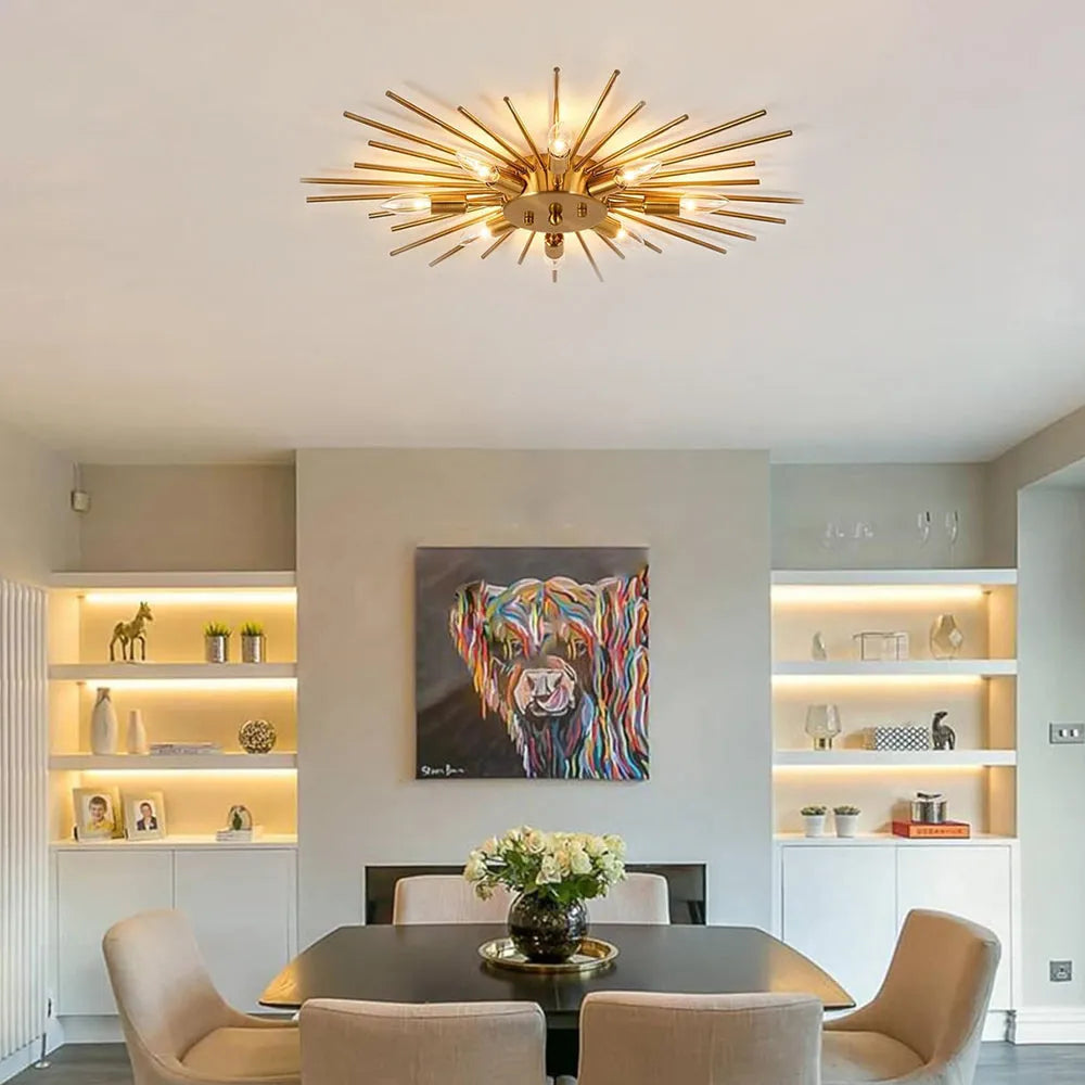 Ceiling Light Industrial Metal 27.6 in Indoor Living Room Dining Area Fixture Multi Bulb | Kalsten