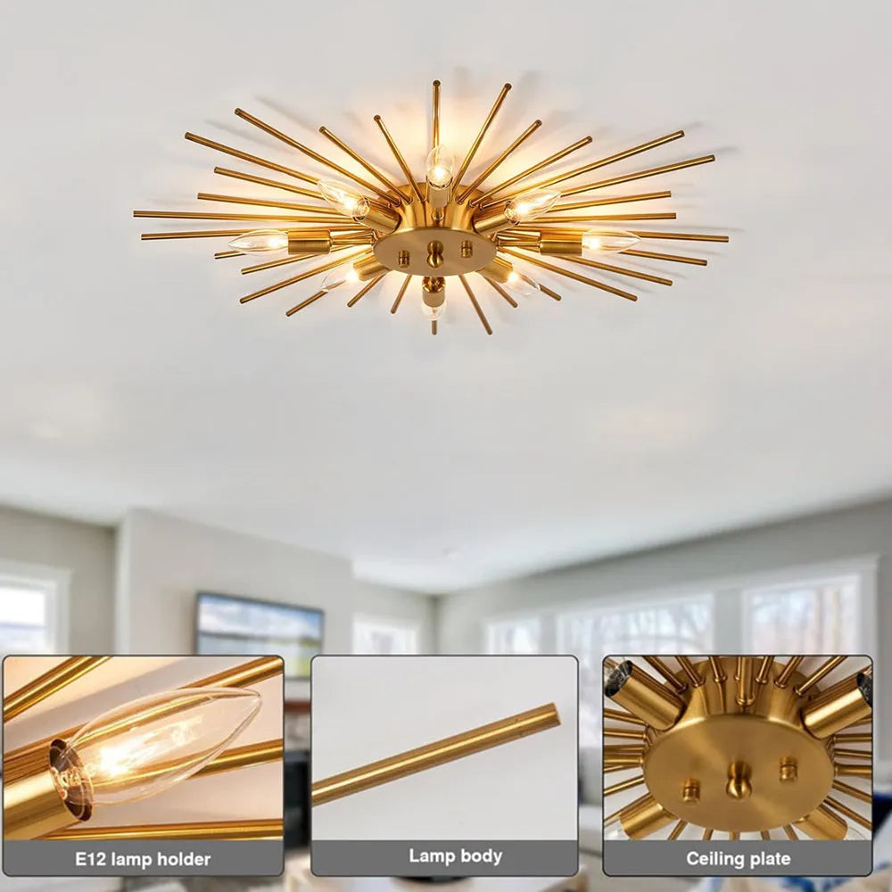 Ceiling Light Industrial Metal 27.6 in Indoor Living Room Dining Area Fixture Multi Bulb | Kalsten