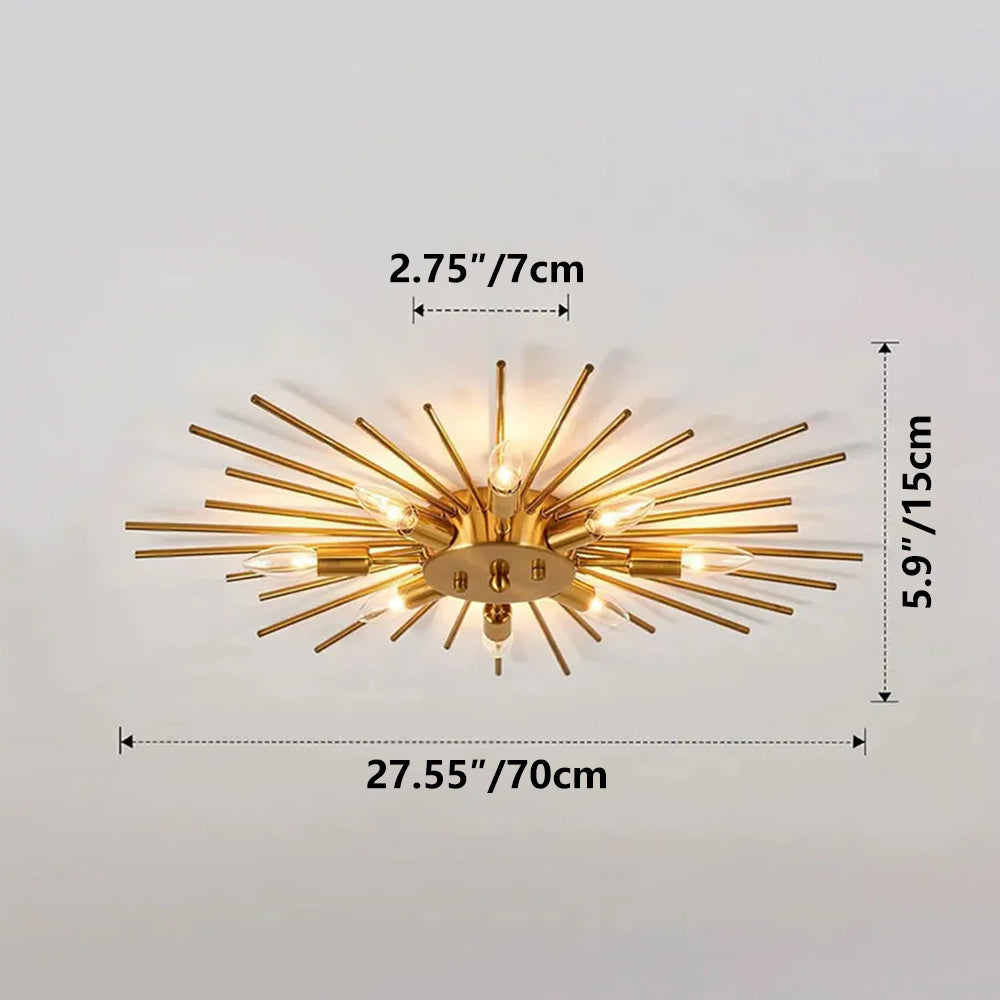 Ceiling Light Industrial Metal 27.6 in Indoor Living Room Dining Area Fixture Multi Bulb | Kalsten