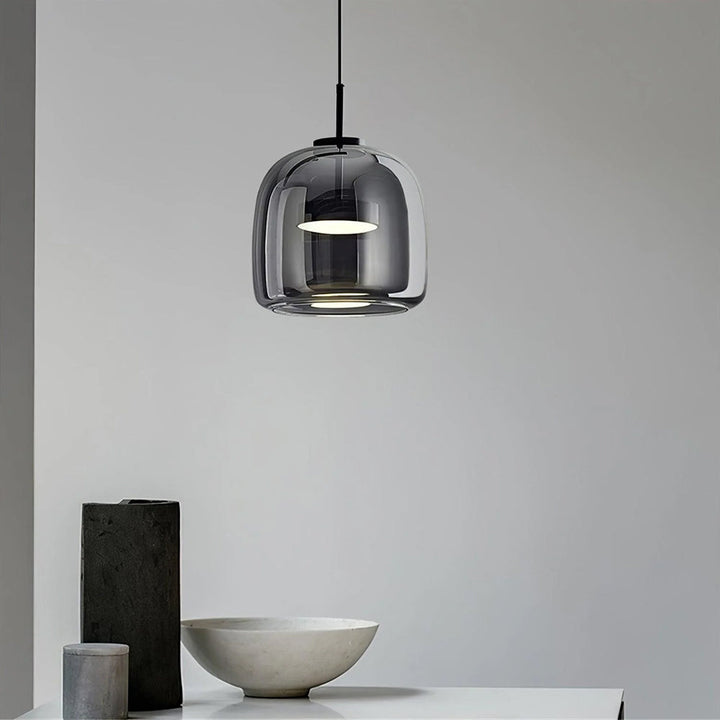 Pendant Light Glass Dome 10.2 in Smoked Kitchen Dining Room Hanging Ceiling Lamp Minimalist Modern Indoor Fixture | Kalsten