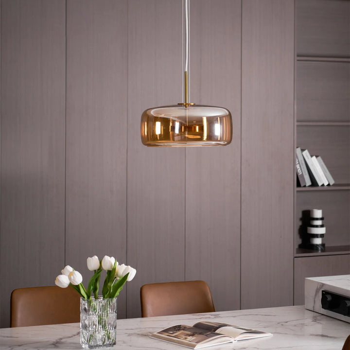 Pendant Light Glass Dome 10.2 in Smoked Kitchen Dining Room Hanging Ceiling Lamp Minimalist Modern Indoor Fixture | Kalsten