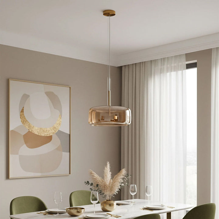 Pendant Light Glass Dome 10.2 in Smoked Kitchen Dining Room Hanging Ceiling Lamp Minimalist Modern Indoor Fixture | Kalsten
