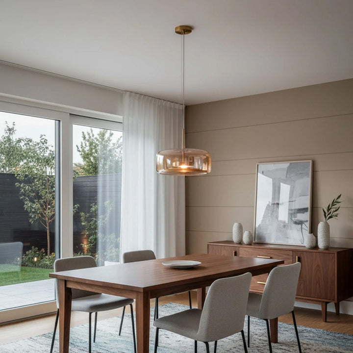 Pendant Light Glass Dome 10.2 in Smoked Kitchen Dining Room Hanging Ceiling Lamp Minimalist Modern Indoor Fixture | Kalsten