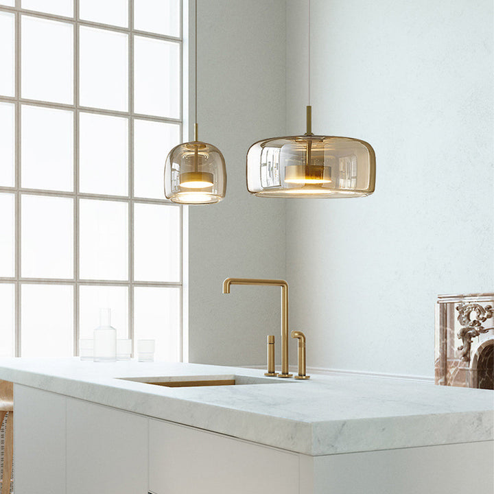 Pendant Light Glass Dome 10.2 in Smoked Kitchen Dining Room Hanging Ceiling Lamp Minimalist Modern Indoor Fixture | Kalsten