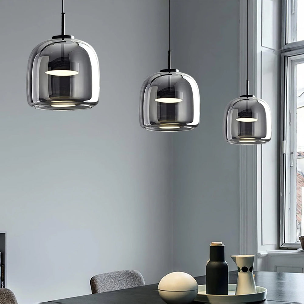 Pendant Light Glass Dome 10.2 in Smoked Kitchen Dining Room Hanging Ceiling Lamp Minimalist Modern Indoor Fixture | Kalsten
