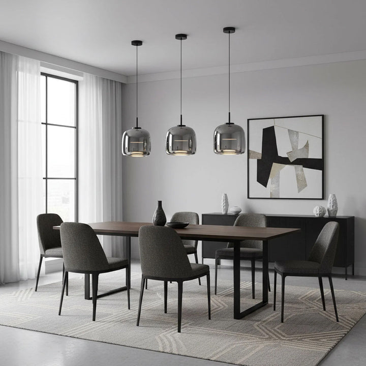 Pendant Light Glass Dome 10.2 in Smoked Kitchen Dining Room Hanging Ceiling Lamp Minimalist Modern Indoor Fixture | Kalsten
