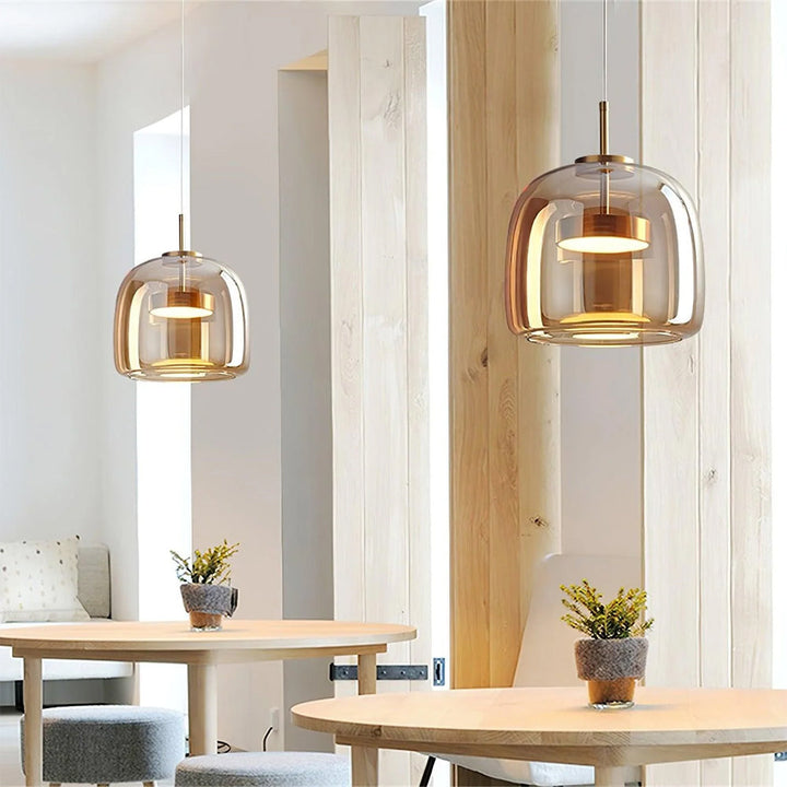 Pendant Light Glass Dome 10.2 in Smoked Kitchen Dining Room Hanging Ceiling Lamp Minimalist Modern Indoor Fixture | Kalsten