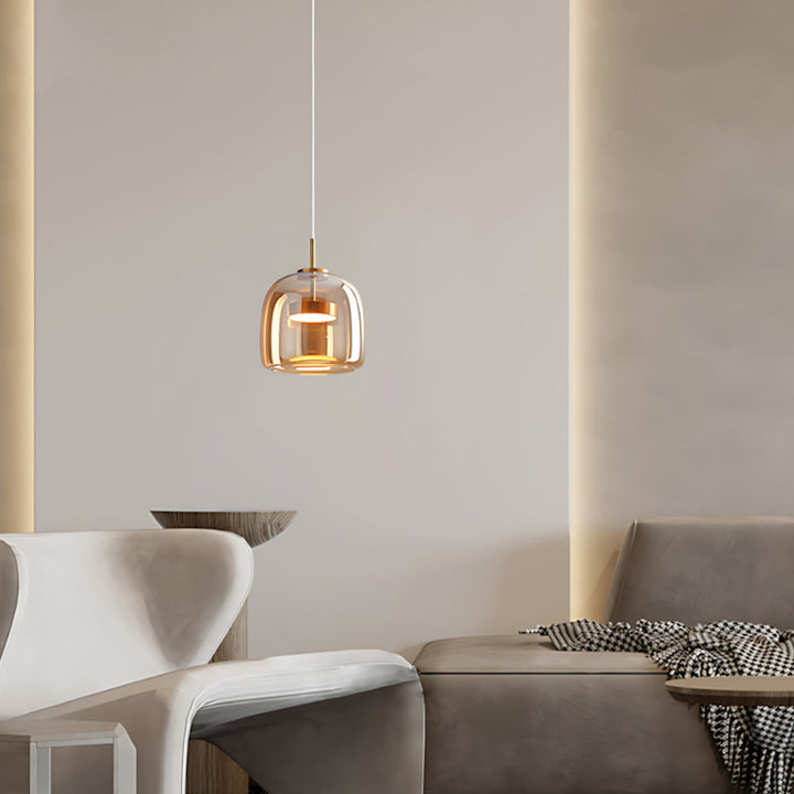 Pendant Light Glass Dome 10.2 in Smoked Kitchen Dining Room Hanging Ceiling Lamp Minimalist Modern Indoor Fixture | Kalsten
