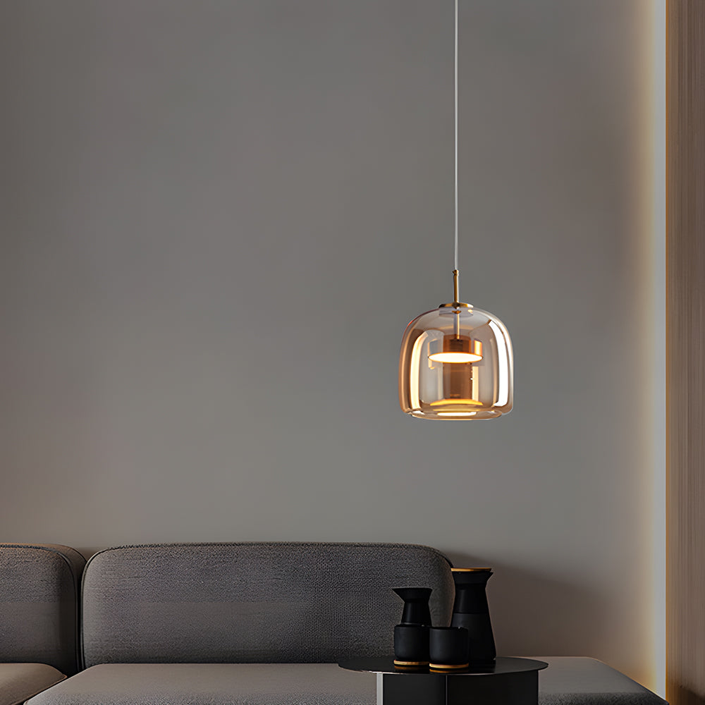 Pendant Light Glass Dome 10.2 in Smoked Kitchen Dining Room Hanging Ceiling Lamp Minimalist Modern Indoor Fixture | Kalsten