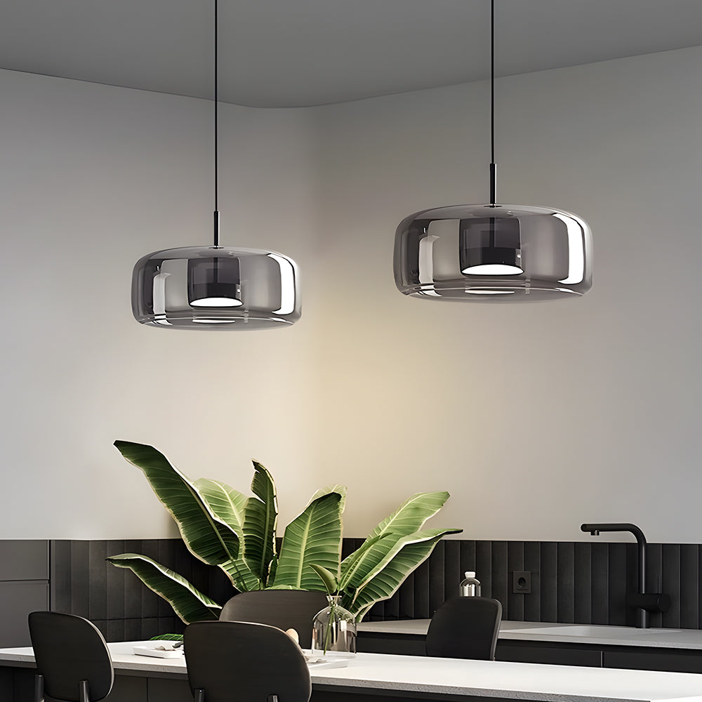 Pendant Light Glass Dome 10.2 in Smoked Kitchen Dining Room Hanging Ceiling Lamp Minimalist Modern Indoor Fixture | Kalsten