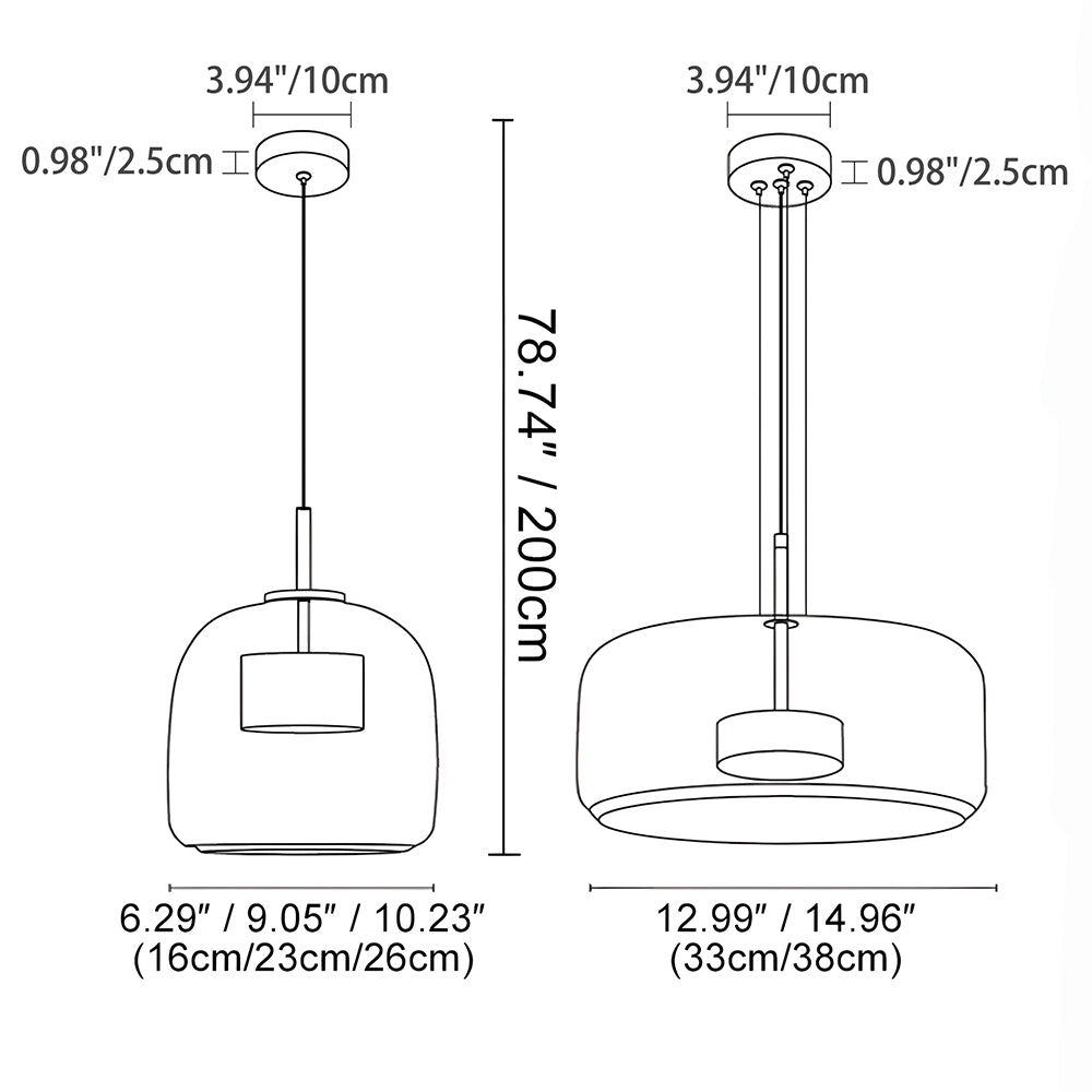 Pendant Light Glass Dome 10.2 in Smoked Kitchen Dining Room Hanging Ceiling Lamp Minimalist Modern Indoor Fixture | Kalsten