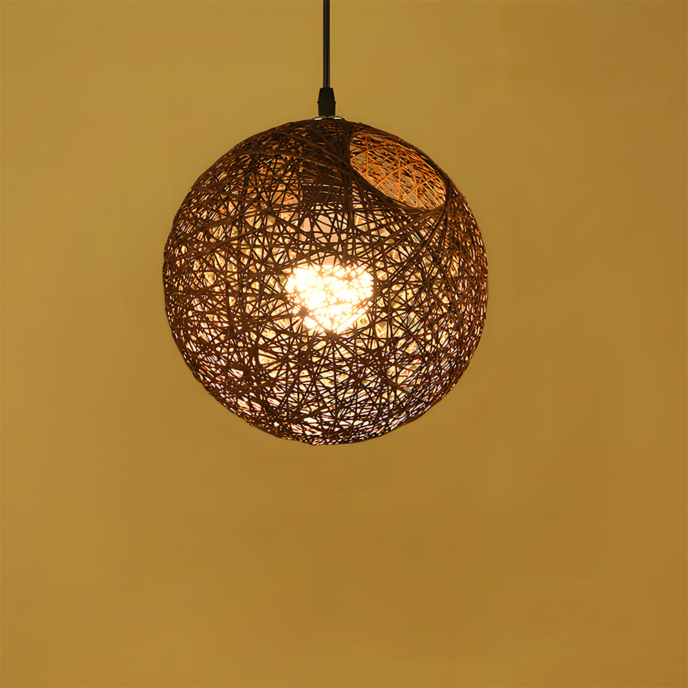 Pendant Light Rattan 15.8 in Indoor Dining Room Living Room Hanging Ceiling Lamp Soft Glow Decorative Accent | Kalsten