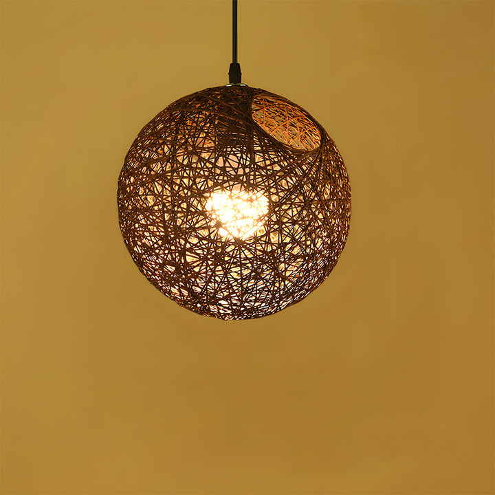 Pendant Light Rattan 15.8 in Indoor Dining Room Living Room Hanging Ceiling Lamp Soft Glow Decorative Accent | Kalsten