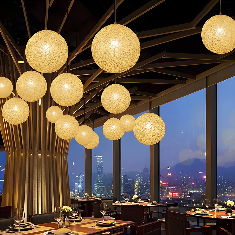 Pendant Light Rattan 15.8 in Indoor Dining Room Living Room Hanging Ceiling Lamp Soft Glow Decorative Accent | Kalsten