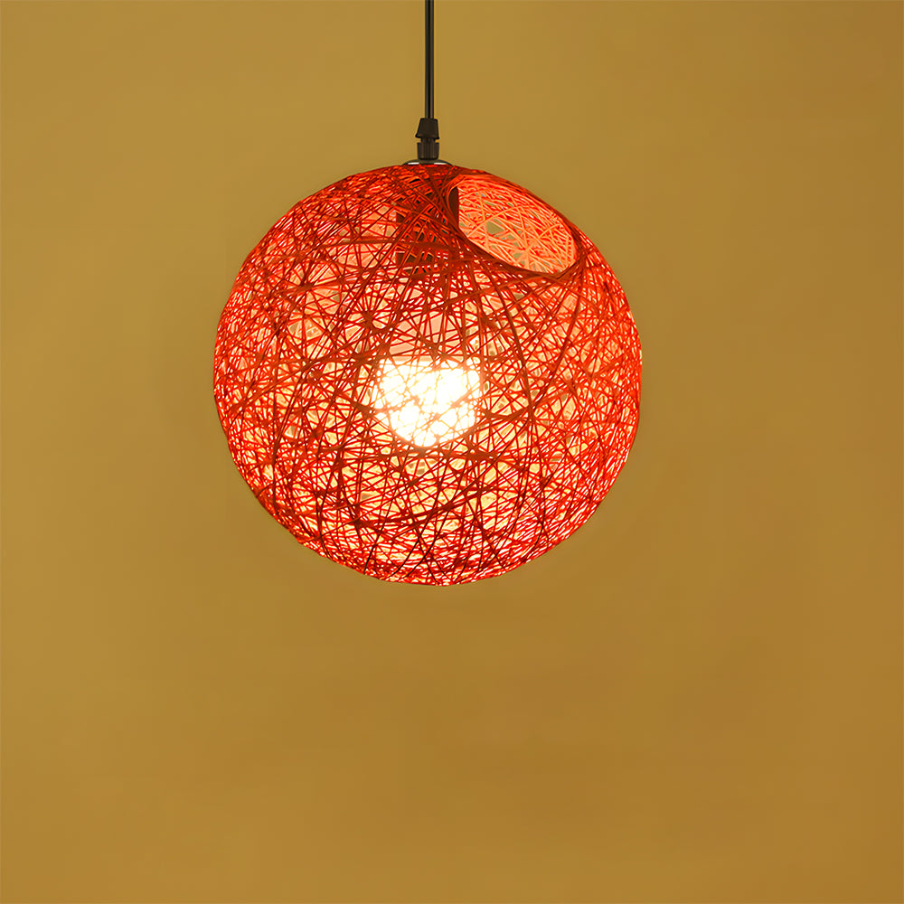Pendant Light Rattan 15.8 in Indoor Dining Room Living Room Hanging Ceiling Lamp Soft Glow Decorative Accent | Kalsten