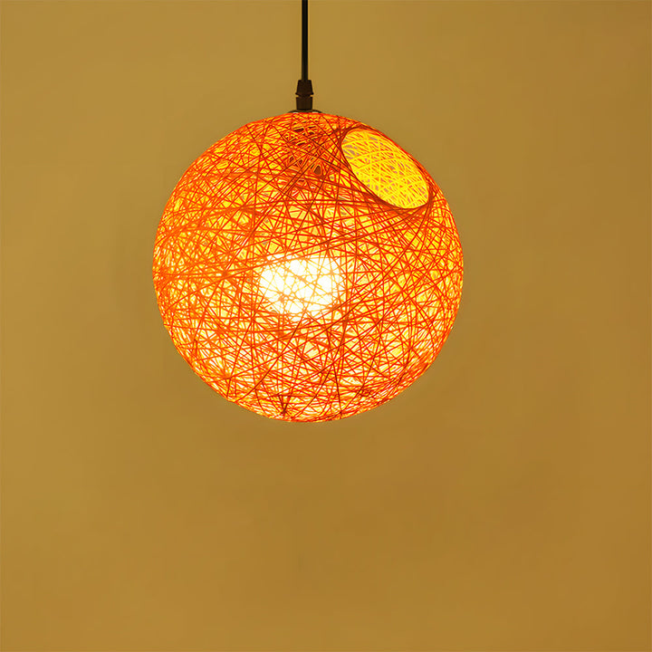 Pendant Light Rattan 15.8 in Indoor Dining Room Living Room Hanging Ceiling Lamp Soft Glow Decorative Accent | Kalsten