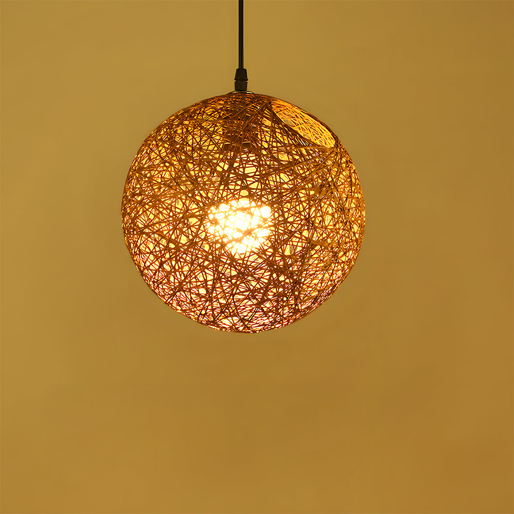 Pendant Light Rattan 15.8 in Indoor Dining Room Living Room Hanging Ceiling Lamp Soft Glow Decorative Accent | Kalsten