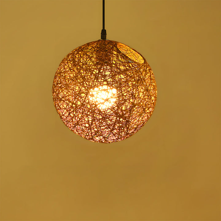 Pendant Light Rattan 15.8 in Indoor Dining Room Living Room Hanging Ceiling Lamp Soft Glow Decorative Accent | Kalsten