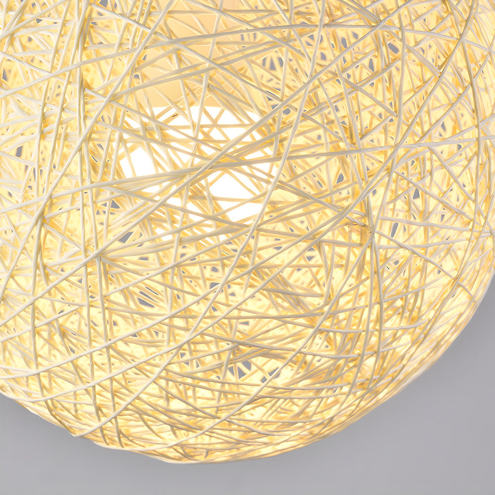 Pendant Light Rattan 15.8 in Indoor Dining Room Living Room Hanging Ceiling Lamp Soft Glow Decorative Accent | Kalsten