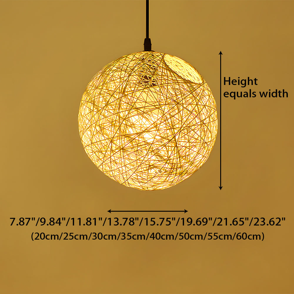 Pendant Light Rattan 15.8 in Indoor Dining Room Living Room Hanging Ceiling Lamp Soft Glow Decorative Accent | Kalsten