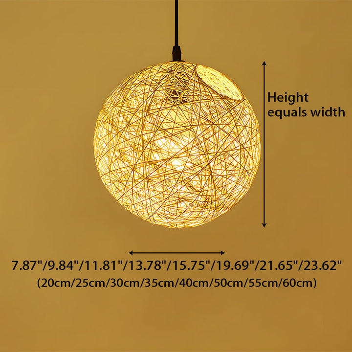 Pendant Light Rattan 15.8 in Indoor Dining Room Living Room Hanging Ceiling Lamp Soft Glow Decorative Accent | Kalsten